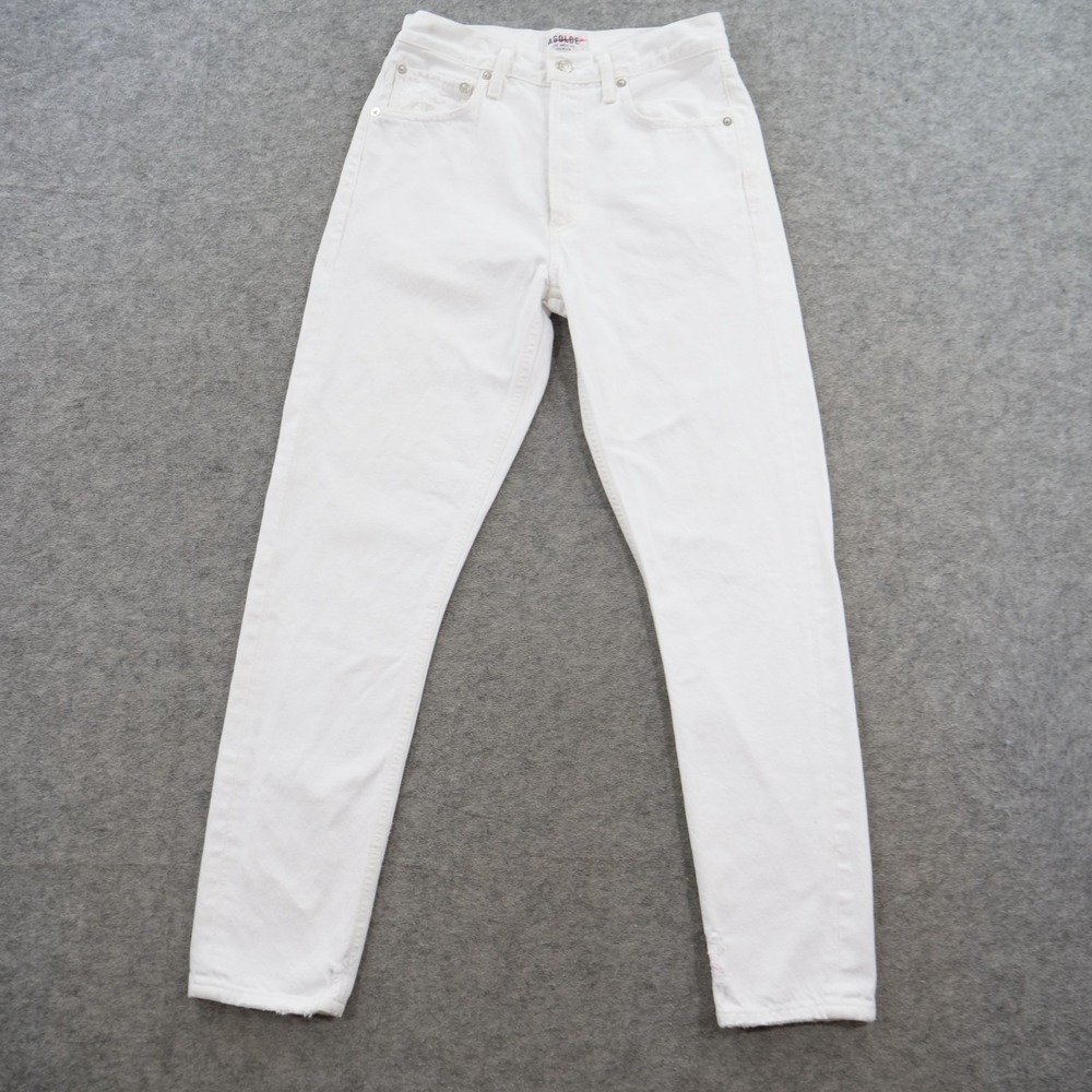 Agolde Jeans Women 25 White Jamie High Rise Classic Straight Leg Button Fly